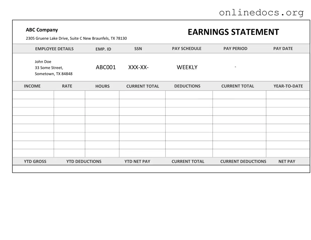 Independent Contractor Pay Stub PDF Form