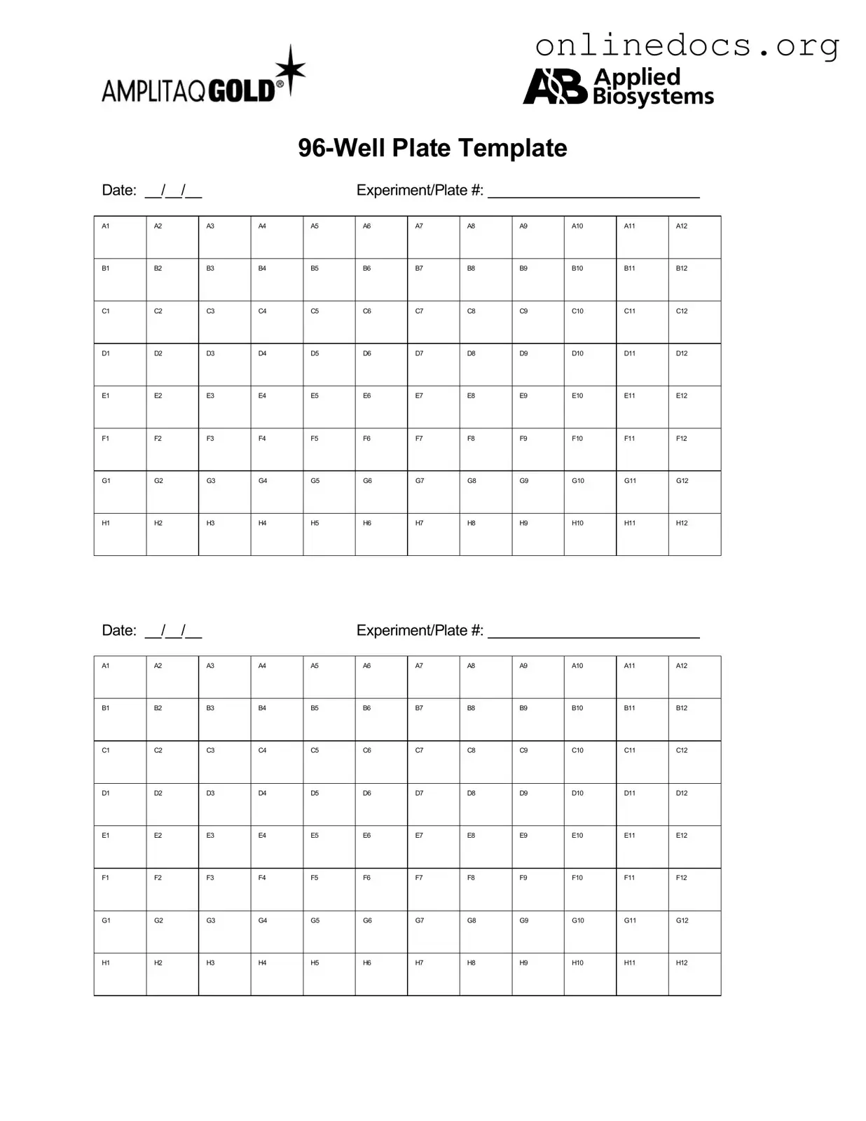 96 Well PDF Form