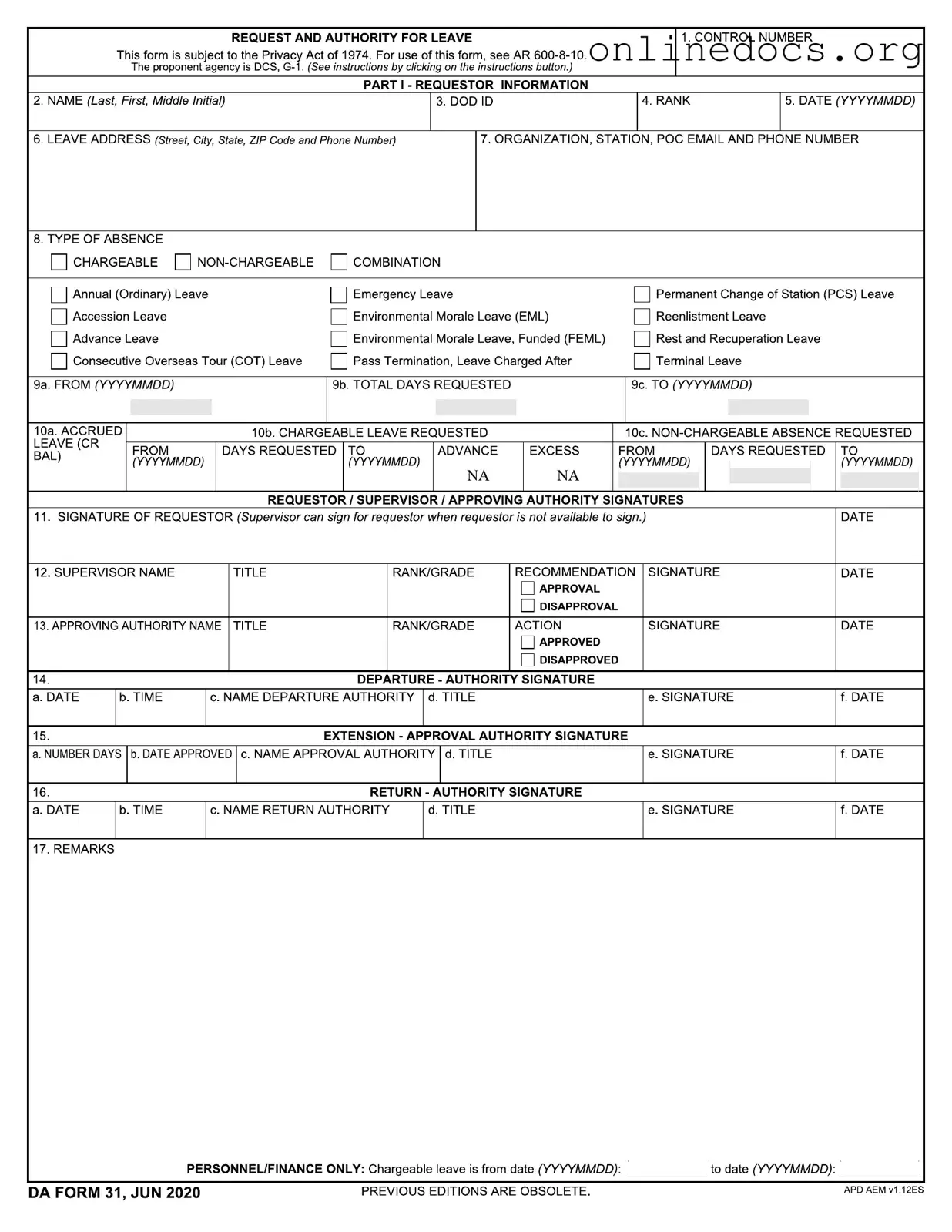 Da 31 PDF Form