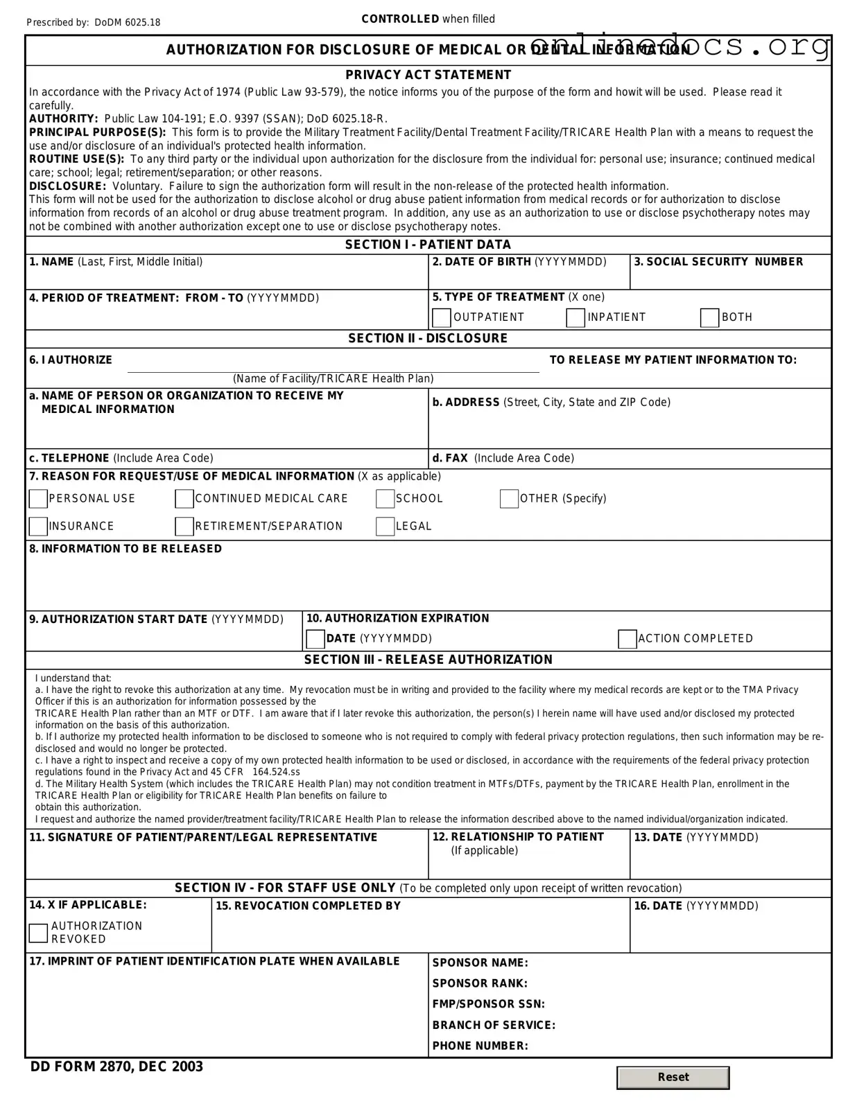 DD 2870 PDF Form