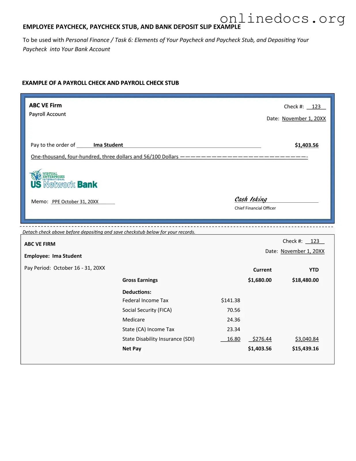 Payroll Check PDF Form