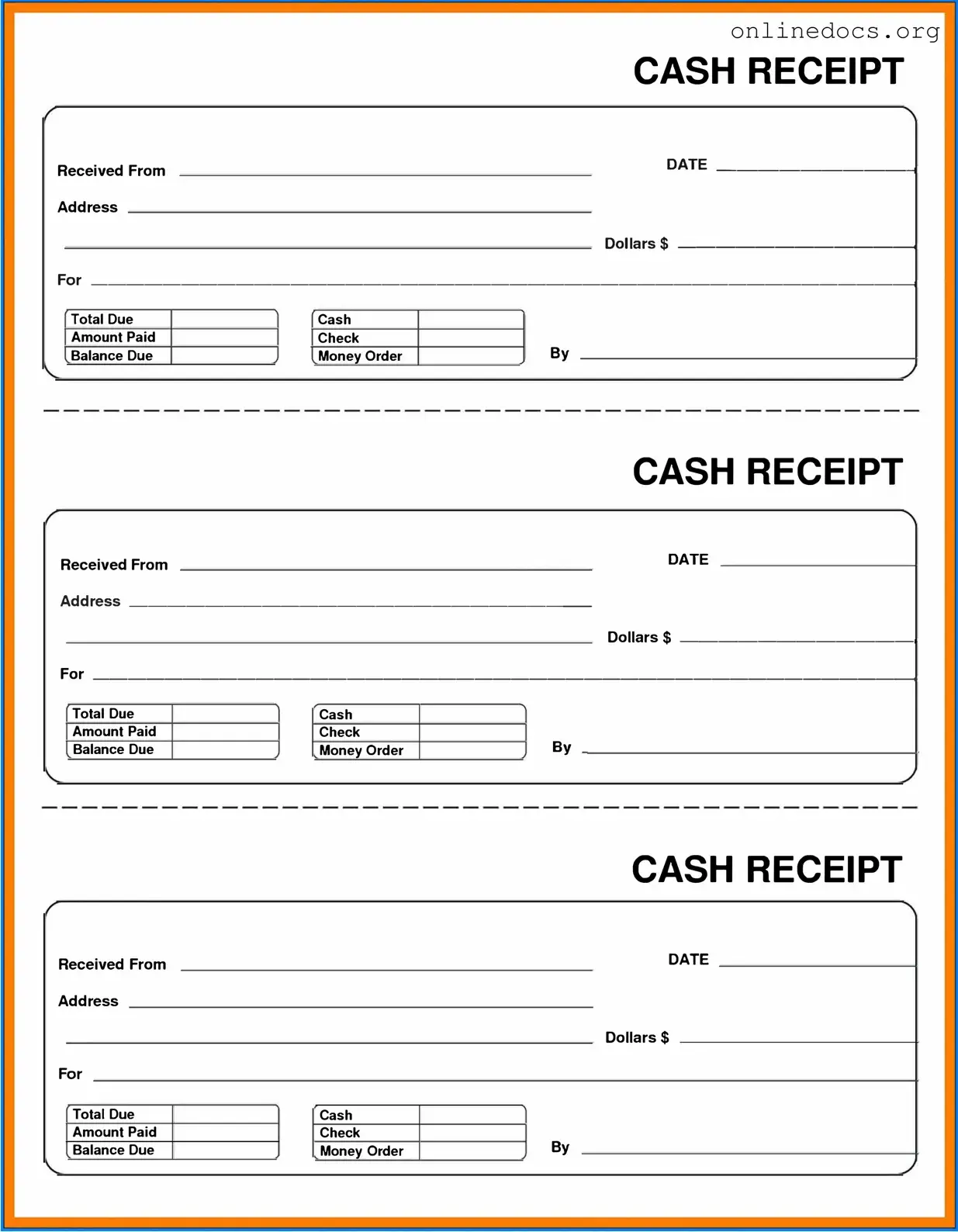 Cash Receipt PDF Form