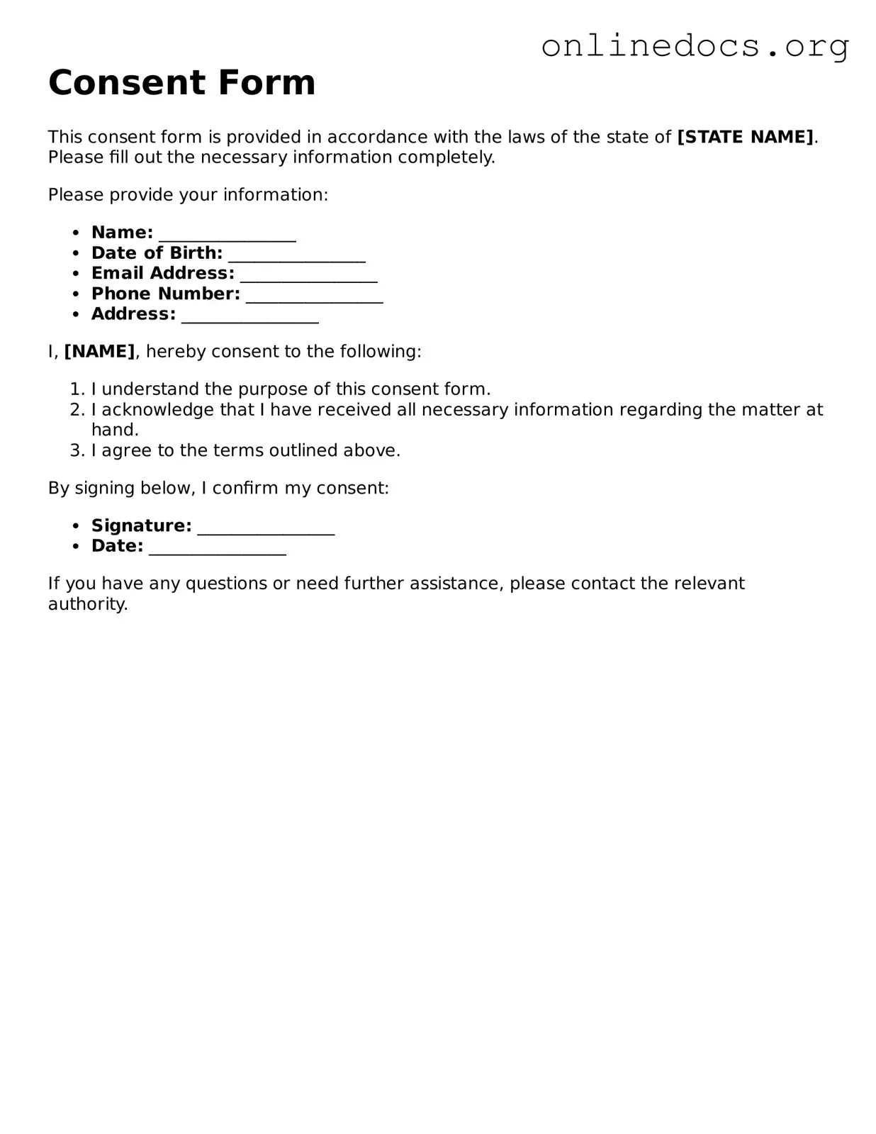 Printable Consent Form