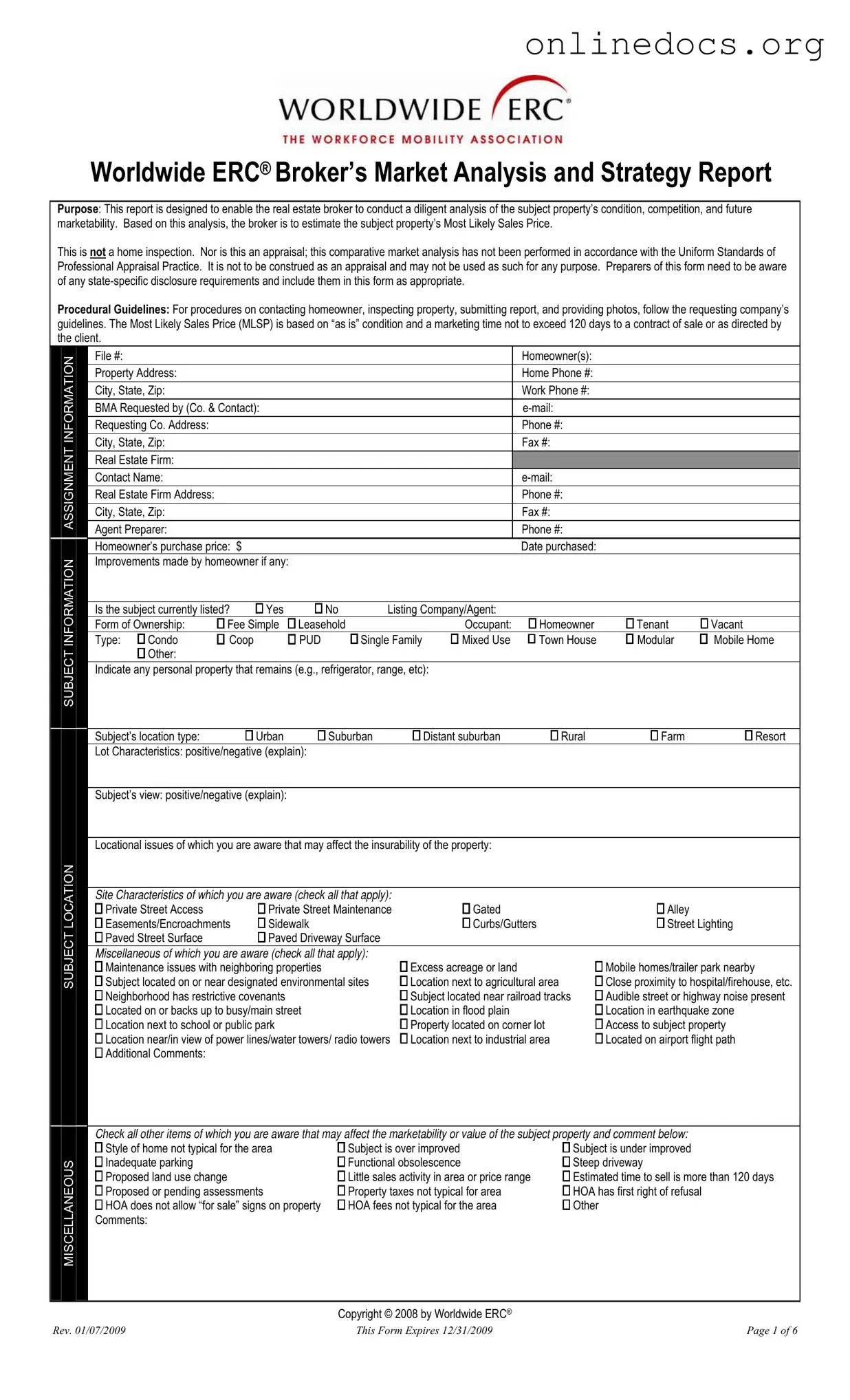 Erc Broker Market Analysis PDF Form