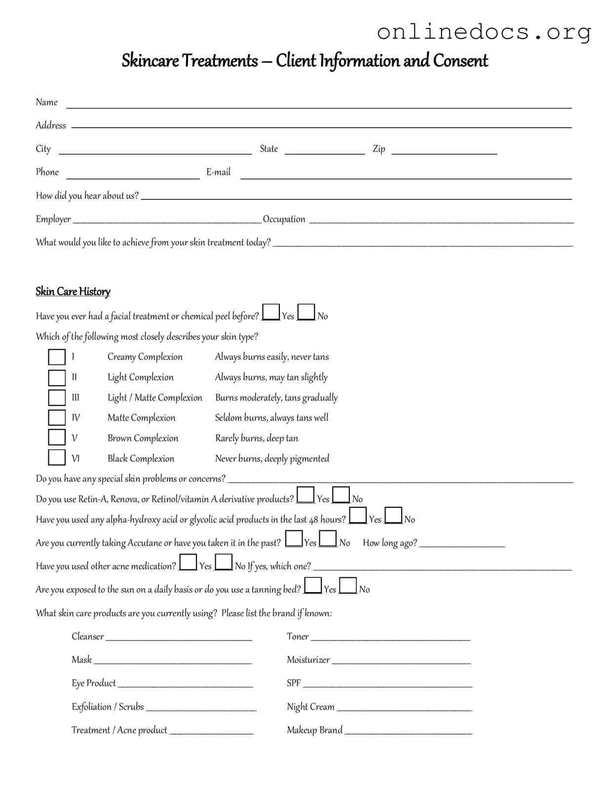 Facial Consent PDF Form