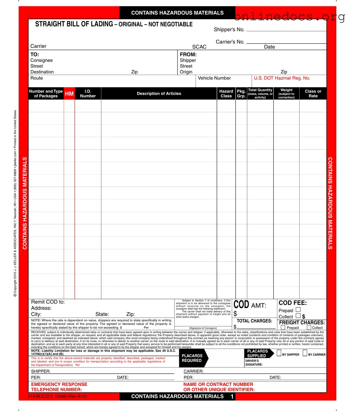 Hazard Bill Of Ladden PDF Form