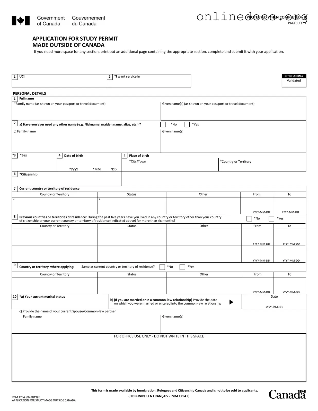 Imm 1294 PDF Form