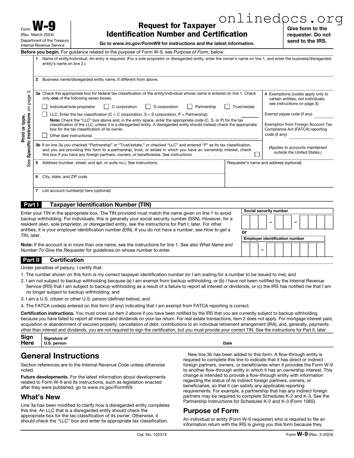 IRS W-9 PDF Form