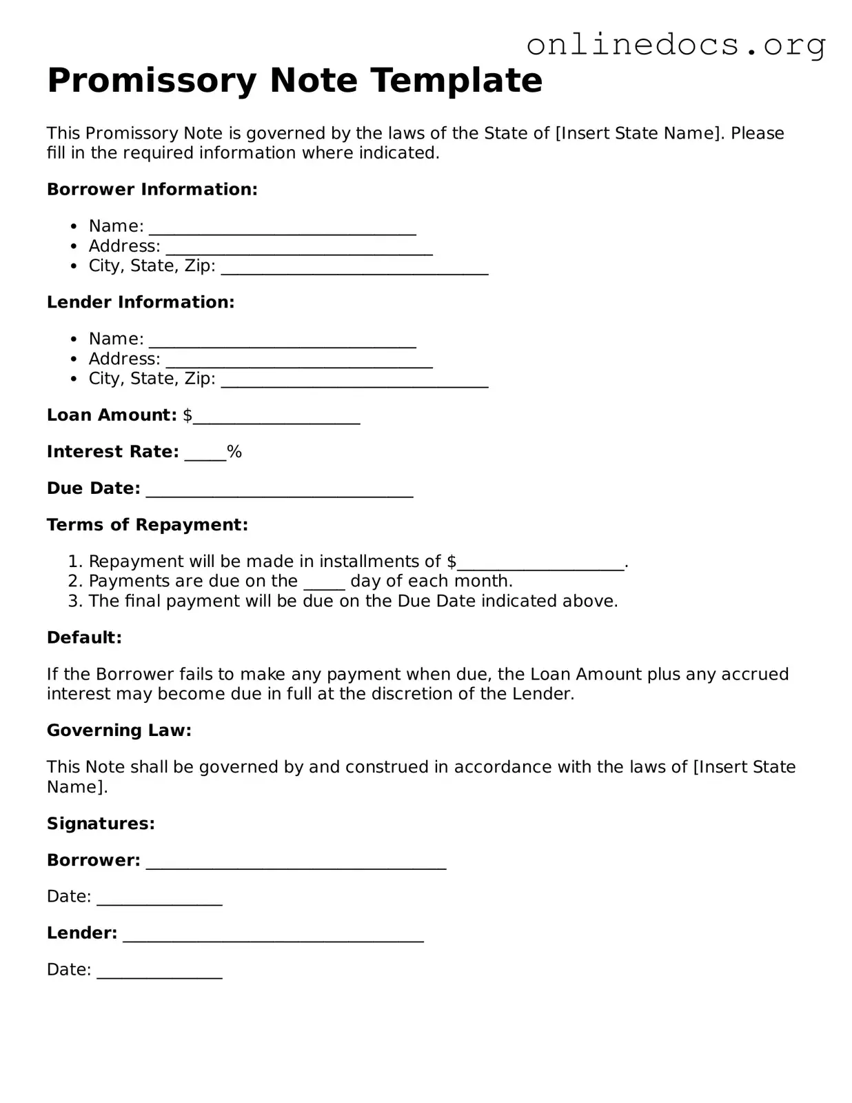 Printable Promissory Note Form
