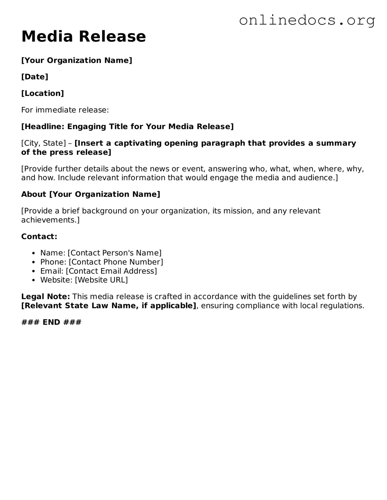 Printable Media Release Form