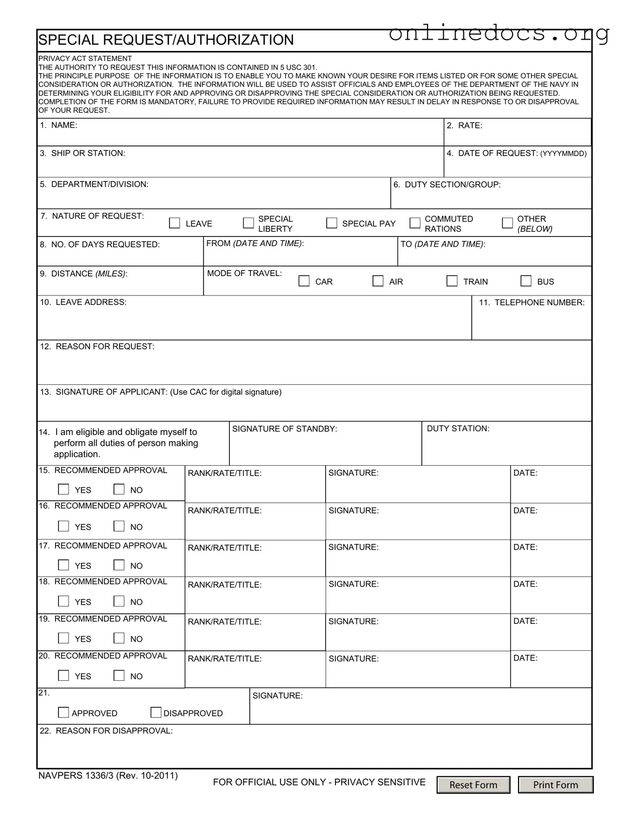 Navpers 1336 3 PDF Form