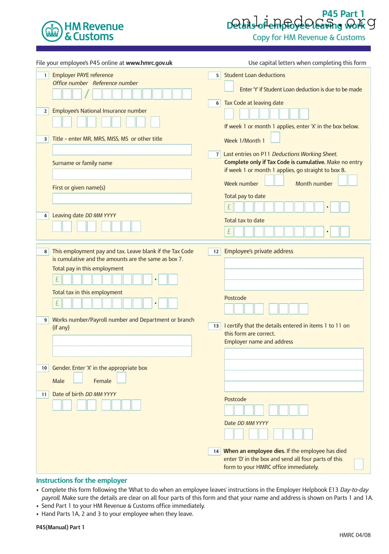 P 45 It PDF Form
