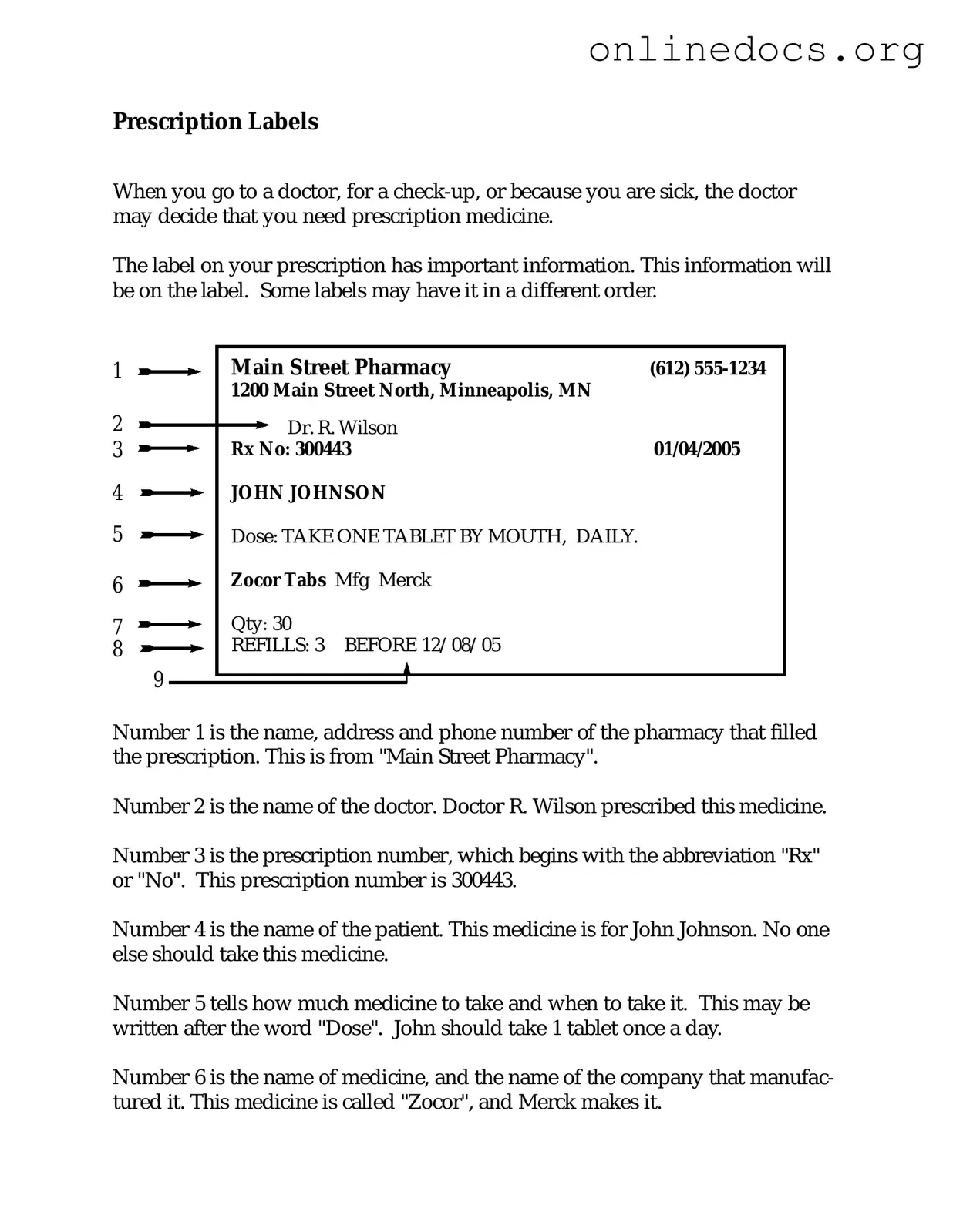 Prescription Label PDF Form