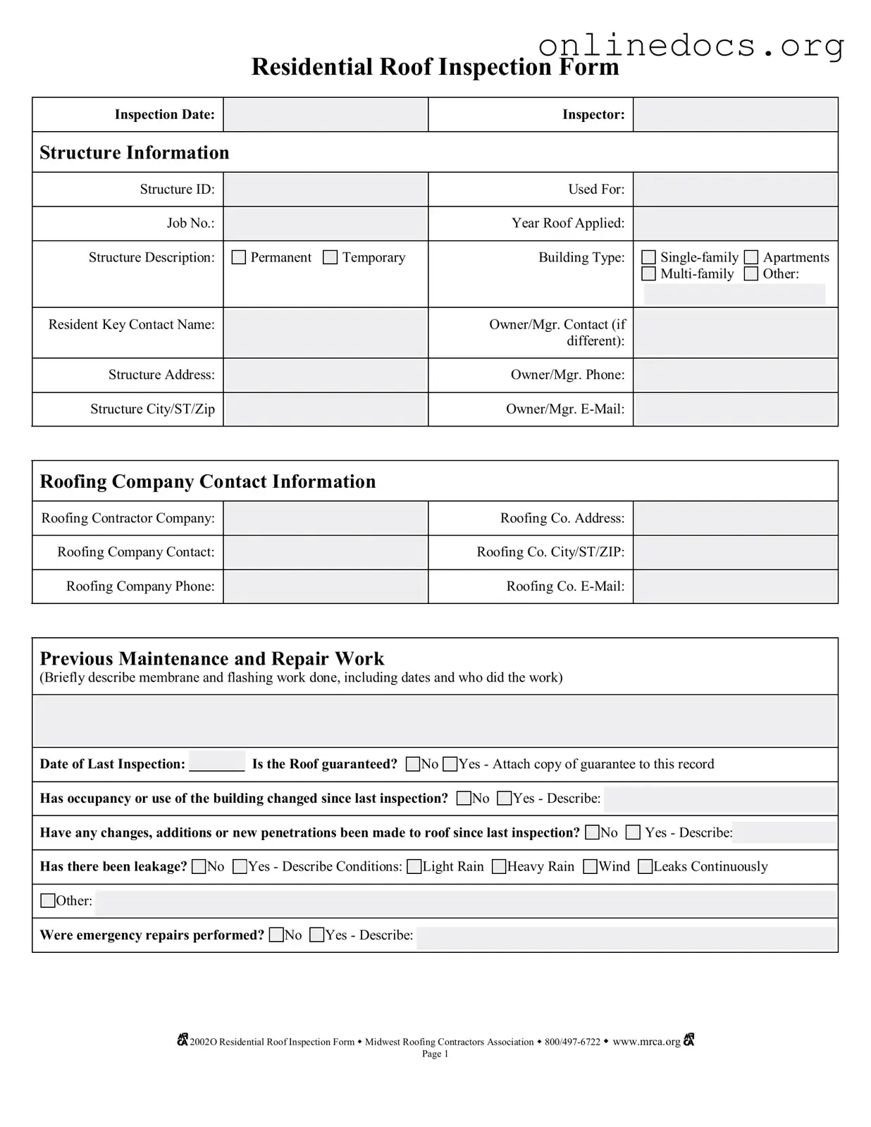 Roof Inspection PDF Form