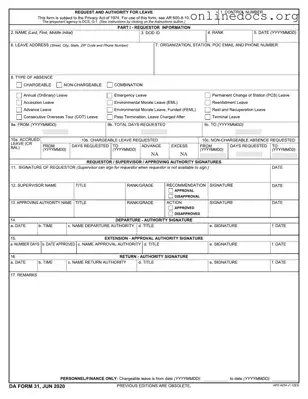 Da 31 PDF Form