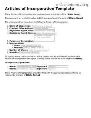 Printable Articles of Incorporation Form