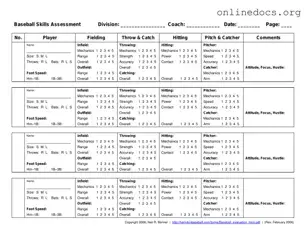 Baseball Assessment PDF Form
