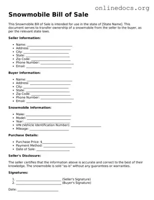 Printable Snowmobile Bill of Sale Form