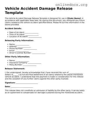 Printable Vehicle Accident Damage Release Form