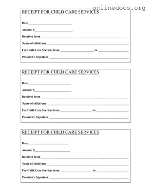 Childcare Receipt PDF Form