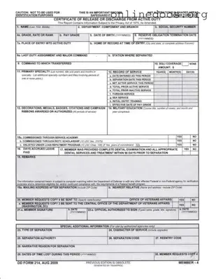 Dd 214 PDF Form