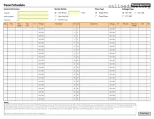 Electrical Panel Schedule PDF Form