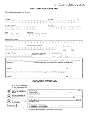 Generic Direct Deposit PDF Form