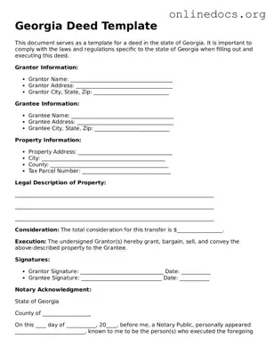 Fillable  Deed Form for Georgia