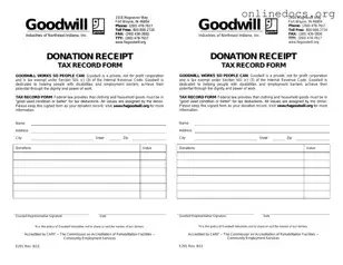 Goodwill donation receipt PDF Form