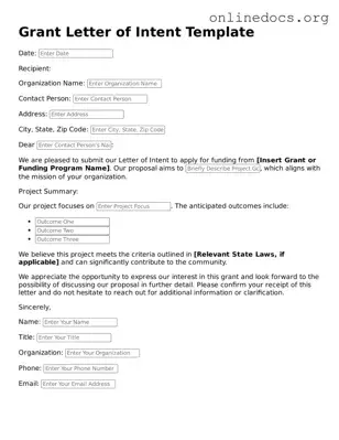 Printable Grant Letter of Intent Form