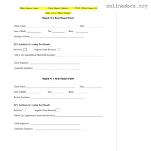 Negative Hiv Test PDF Form