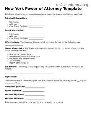 Fillable  Power of Attorney Form for New York