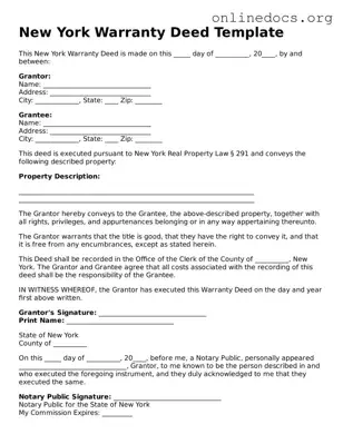 Fillable  Deed Form for New York