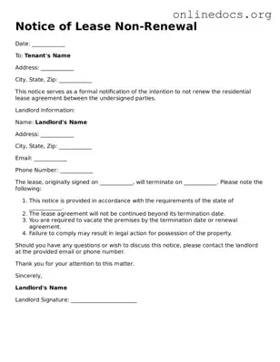 Printable Notice of Lease Non-Renewal Form