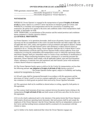 Owner Operator Lease Agreement PDF Form