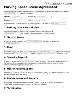 Printable Parking Space Lease Agreement Form
