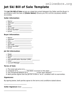 Printable Jet Ski Bill of Sale Form