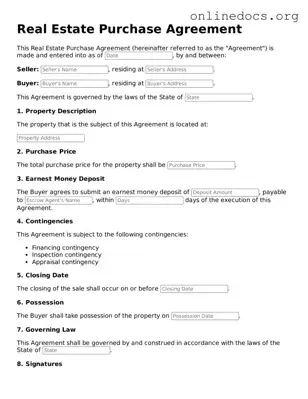 Printable Real Estate Purchase Agreement Form