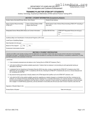 ICE I-983 PDF Form