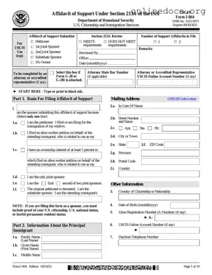 USCIS I-864 PDF Form