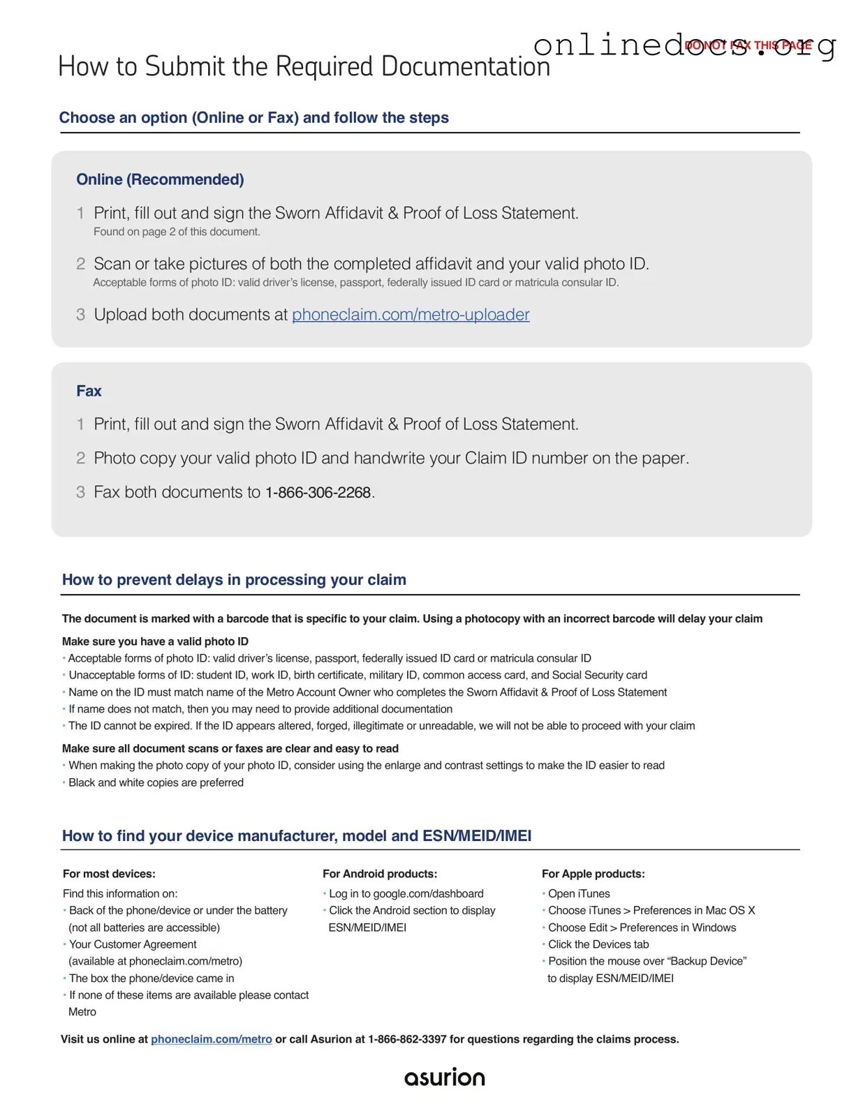 Asurion F-017-08 MEN PDF Form