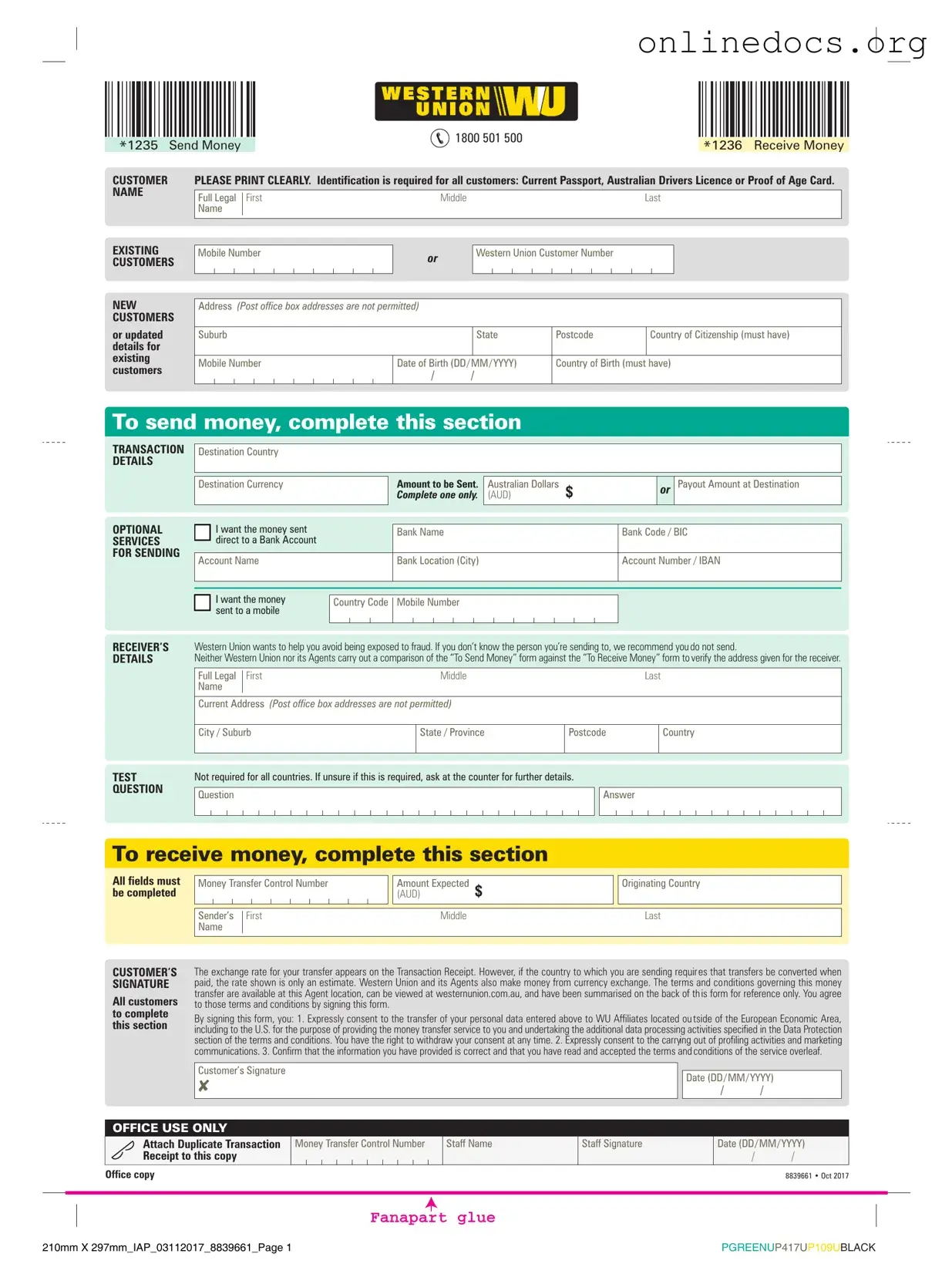 Western Union PDF Form